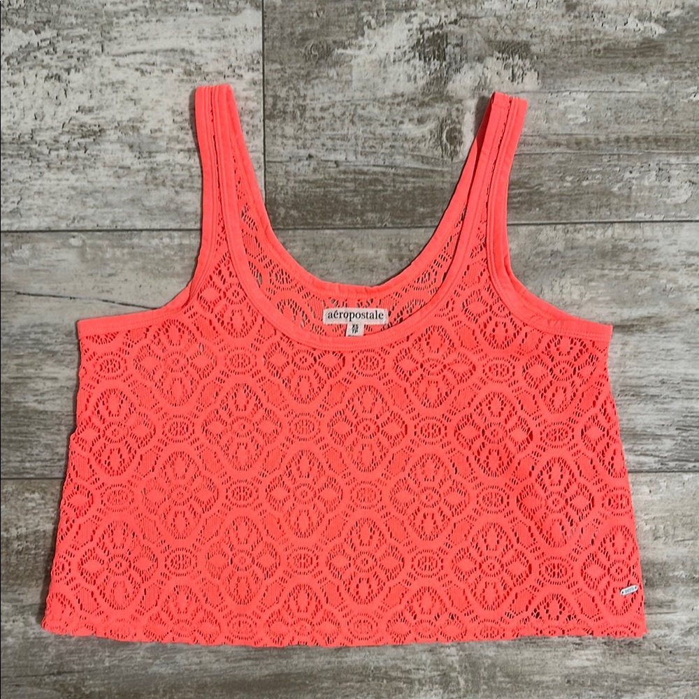 Aeropostale oversized neon lace crop top